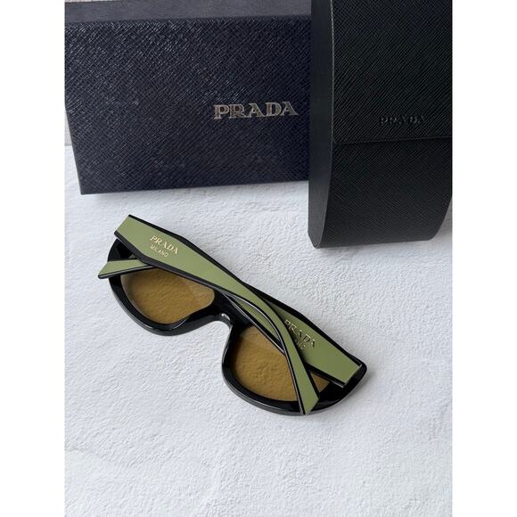 NEW Prada PR D02S Cat Eye Sunglasses in Black Green $390 main image 7